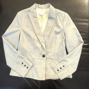 BANANA REPUBLIC Wool Blend Peplum Blazer Jacket Size:14 One Button Gray Women